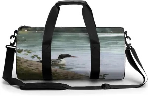 Gym Bag, Loon Nature Birds Printed Gym Bag,cylinder Gym Bag,sports Luggage Bag,weekend Luggage Bag