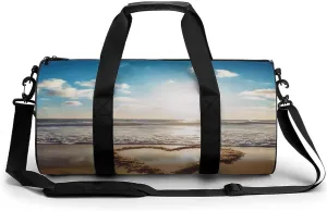 Gym Bag, Romantic Beach Printed Gym Bag,cylinder Gym Bag,sports Luggage Bag,weekend Luggage Bag
