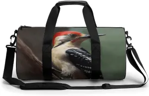 Gym Bag, Woodpecker Printed Gym Bag,cylinder Gym Bag,sports Luggage Bag,weekend Luggage Bag