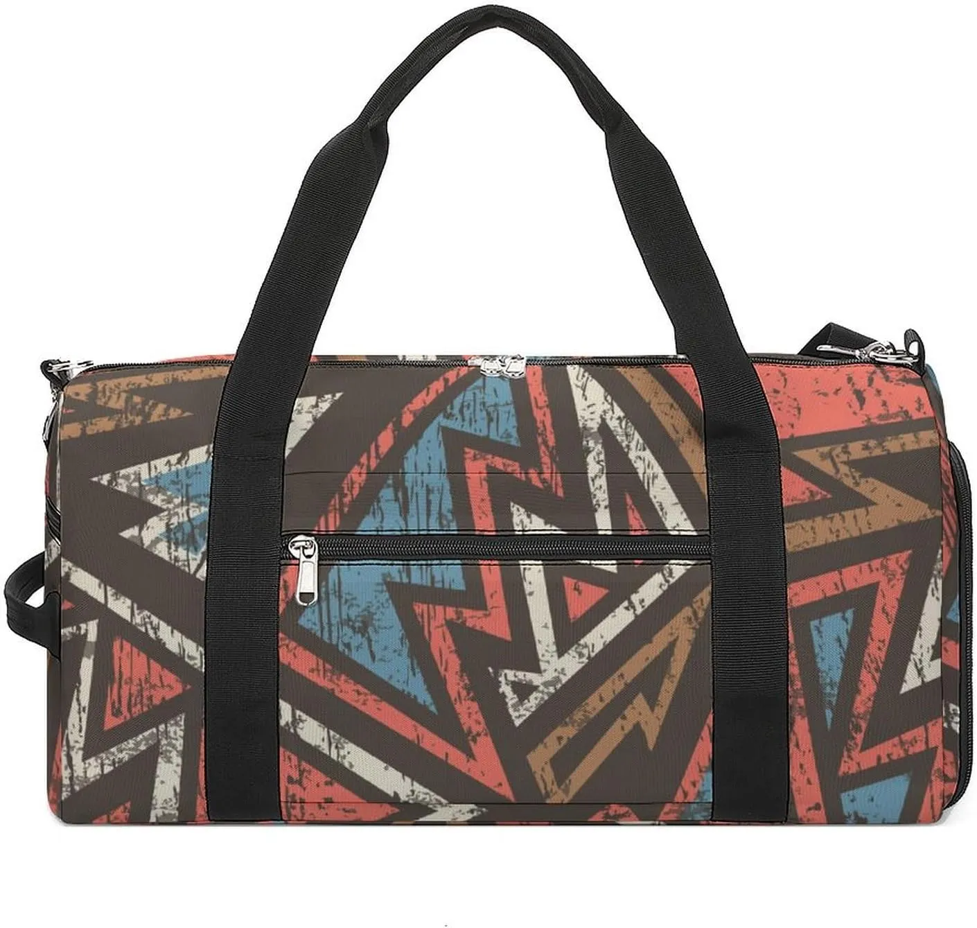 Gym Duffel Bag with Shoe Compartment Wet Pocket, Ancient Geometric Wood Travel Bag for Men Women, style-1