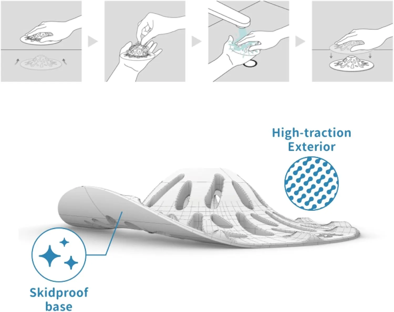 Hair Catcher, Clogged drains, Messy Cleaning, Soft Silicone, Tool-Free Installation, Stable Cleaning, Volcano Structure Design, 125mm L Size Cover Drains(2 Packs)