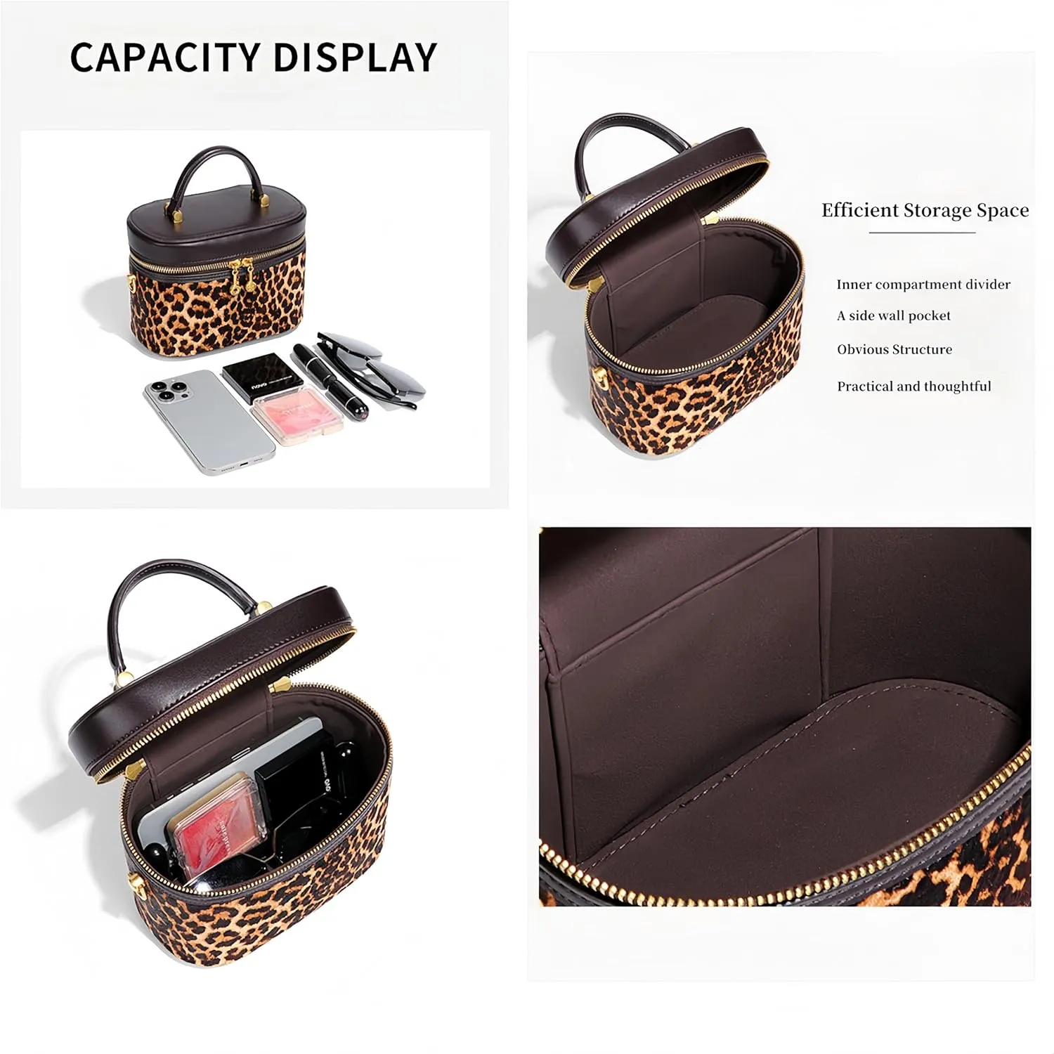 Hair-On Leather Top-Handle Bag for Women - Retro Lightweight Crossbody Purse with Chain Strap for Daily Use
