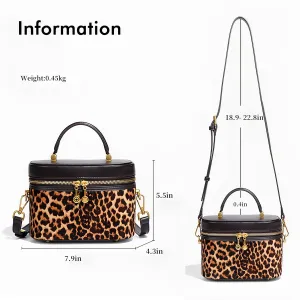 Hair-On Leather Top-Handle Bag for Women - Retro Lightweight Crossbody Purse with Chain Strap for Daily Use
