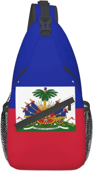 Haiti Flag Sling Backpack Travel Crossbody Casual Chest Shoulder Bag Fashion Fanny Pack