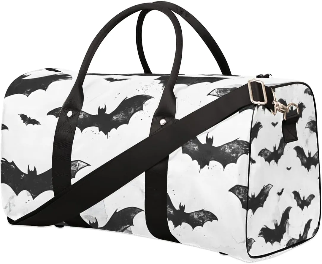 Halloween Bat Travel Duffle Bag for Women Men Gym Duffel Foldable Bag Waterproof Weekender Scary Animals Duffle Tote