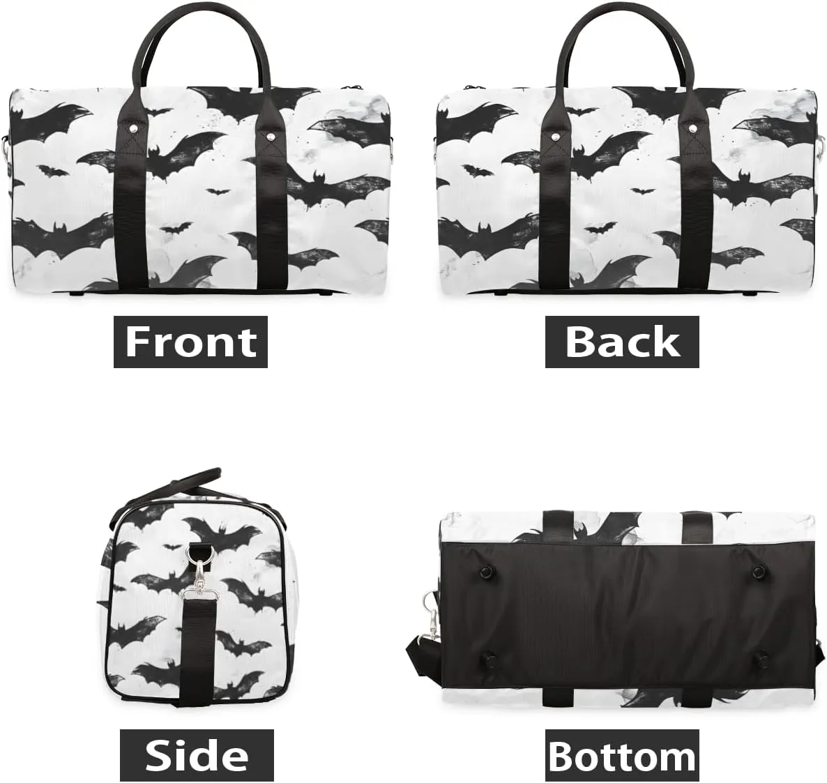 Halloween Bat Travel Duffle Bag for Women Men Gym Duffel Foldable Bag Waterproof Weekender Scary Animals Duffle Tote