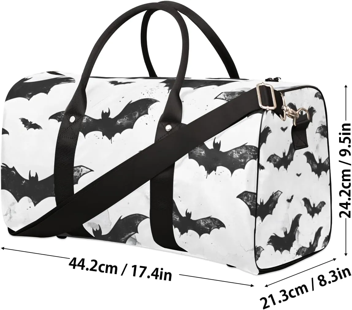 Halloween Bat Travel Duffle Bag for Women Men Gym Duffel Foldable Bag Waterproof Weekender Scary Animals Duffle Tote