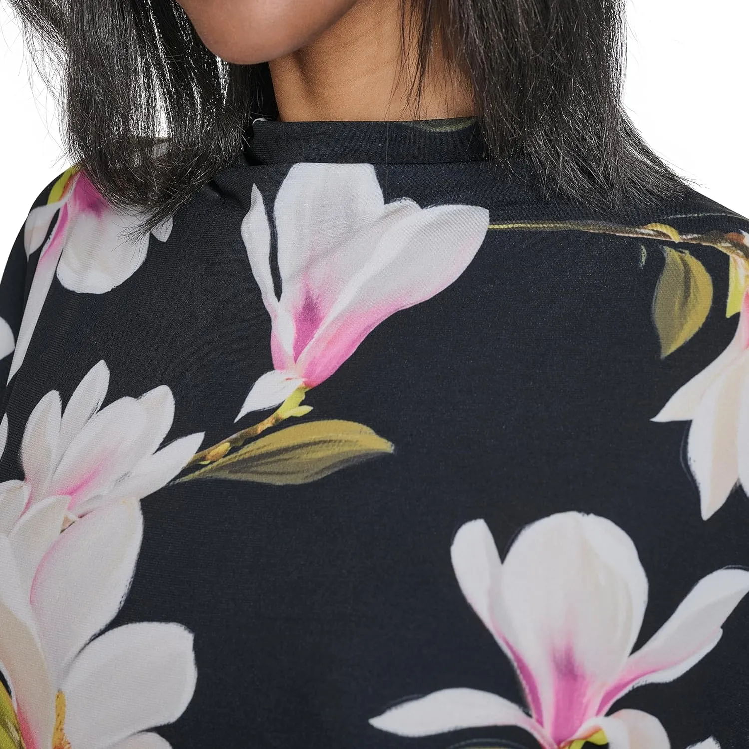 Halston Women's Short Sleeve Cowl Neck Printed Jersey Top