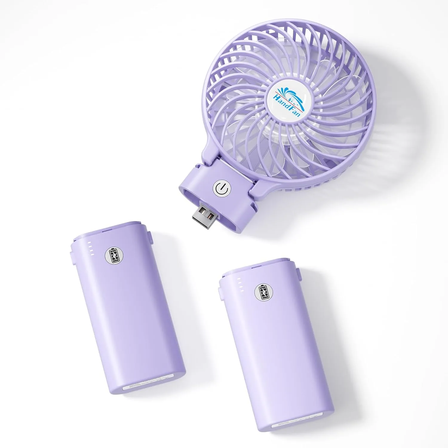 HandFan 10400mAh Portable Handheld Fan, Rechargeable Personal Hand Fan, Foldable Electric Mini Fans, Battery Operated Cooling Fans for Travel, Beach, Outdoors, Indoors(Light Purple)
