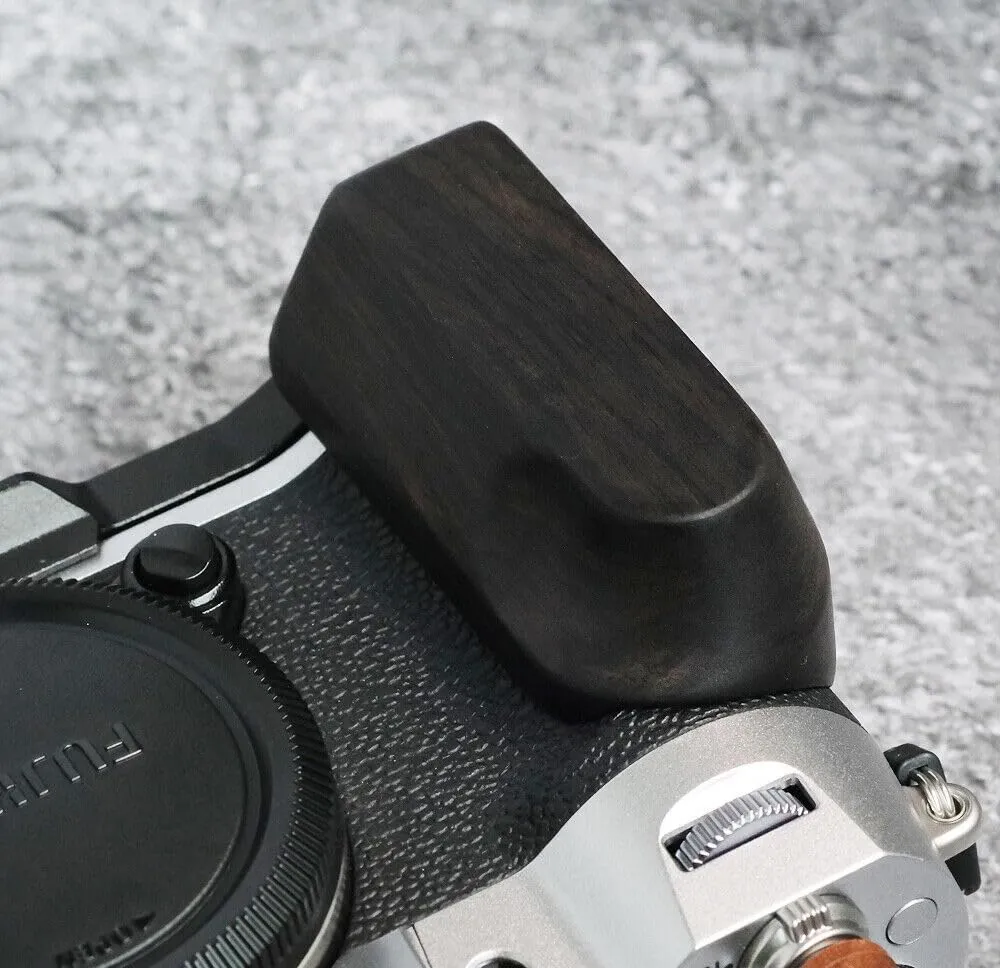 Handmade Wooden Handle Grip & Alloy Base L Plate for Fuji Film XT50 X-T50 Camera (Ebony   Black Alloy Base)