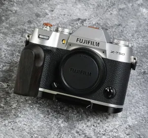 Handmade Wooden Handle Grip & Alloy Base L Plate for Fuji Film XT50 X-T50 Camera (Ebony   Black Alloy Base)