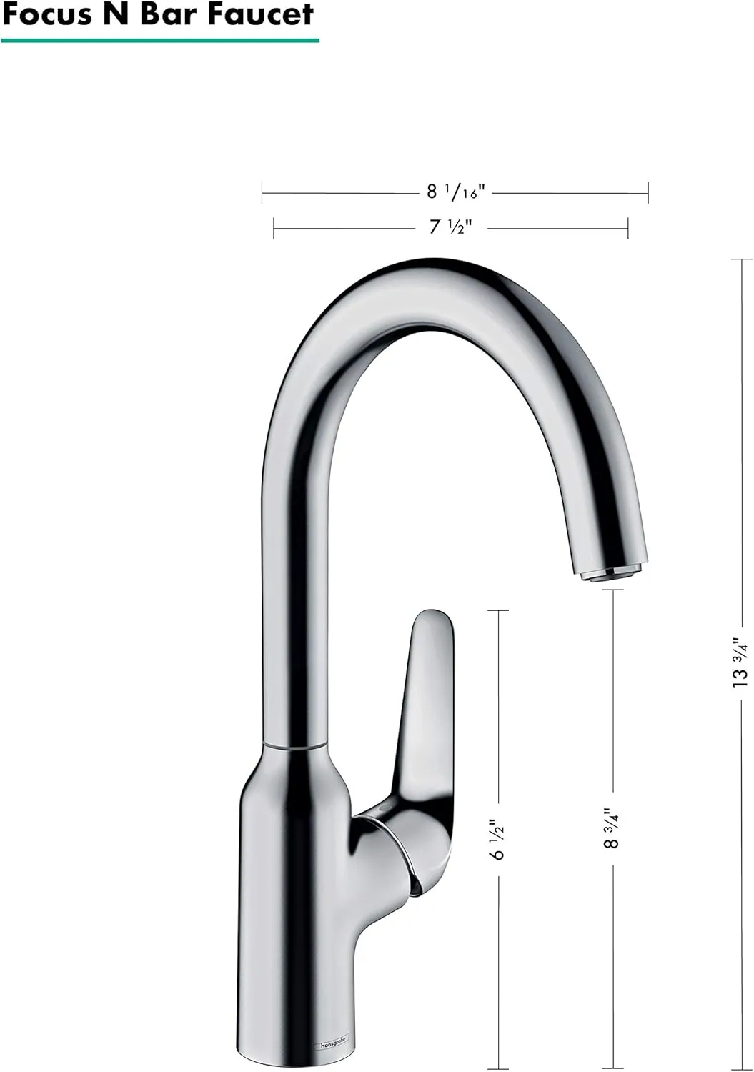 hansgrohe Focus N 14-inch Tall 1-Handle Bar Faucet in Chrome, 71802001