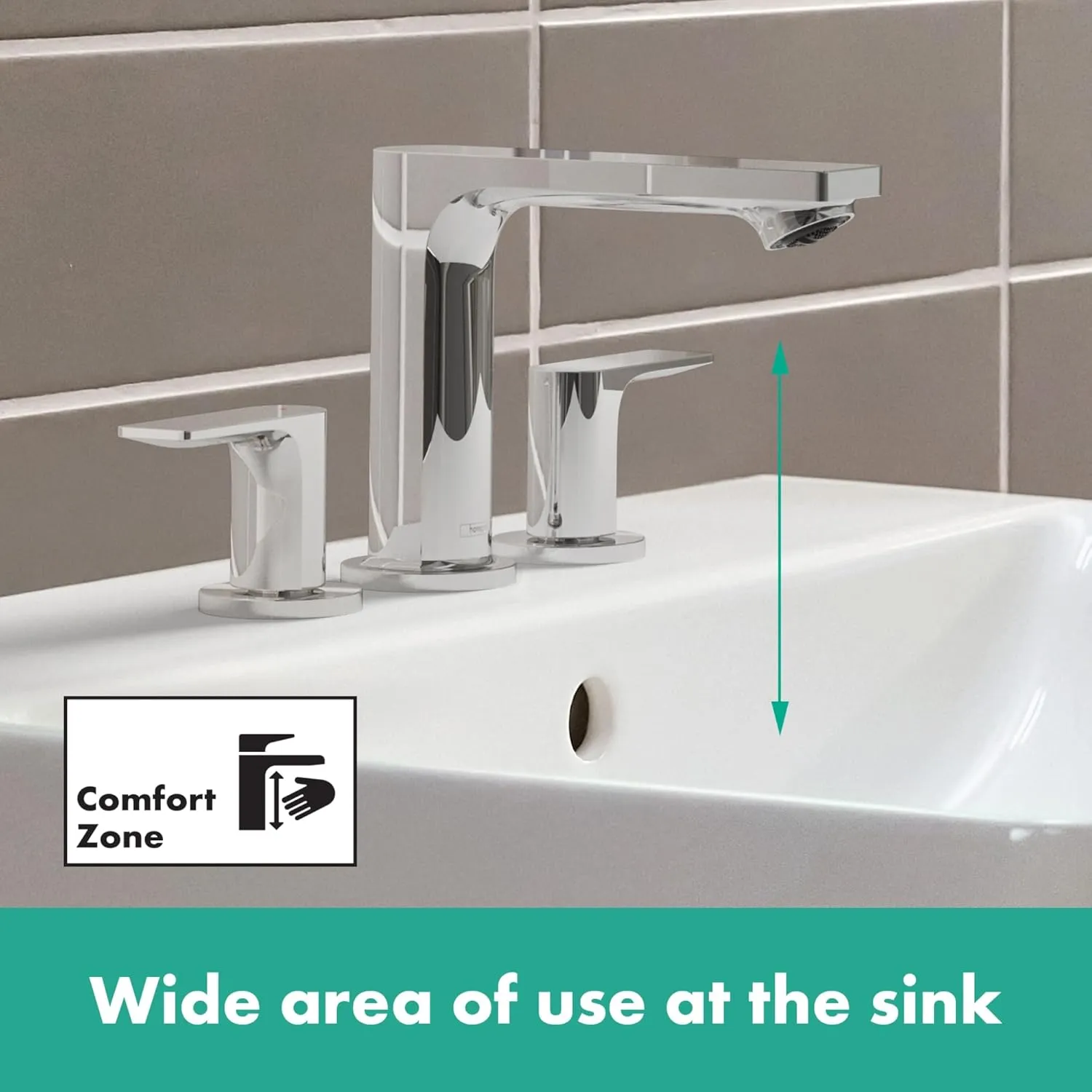 Hansgrohe Rebris E Contemporary 2-Handle 3-Hole 5-inch Tall Bathroom Sink Faucet in Brushed Nickel, 72532821
