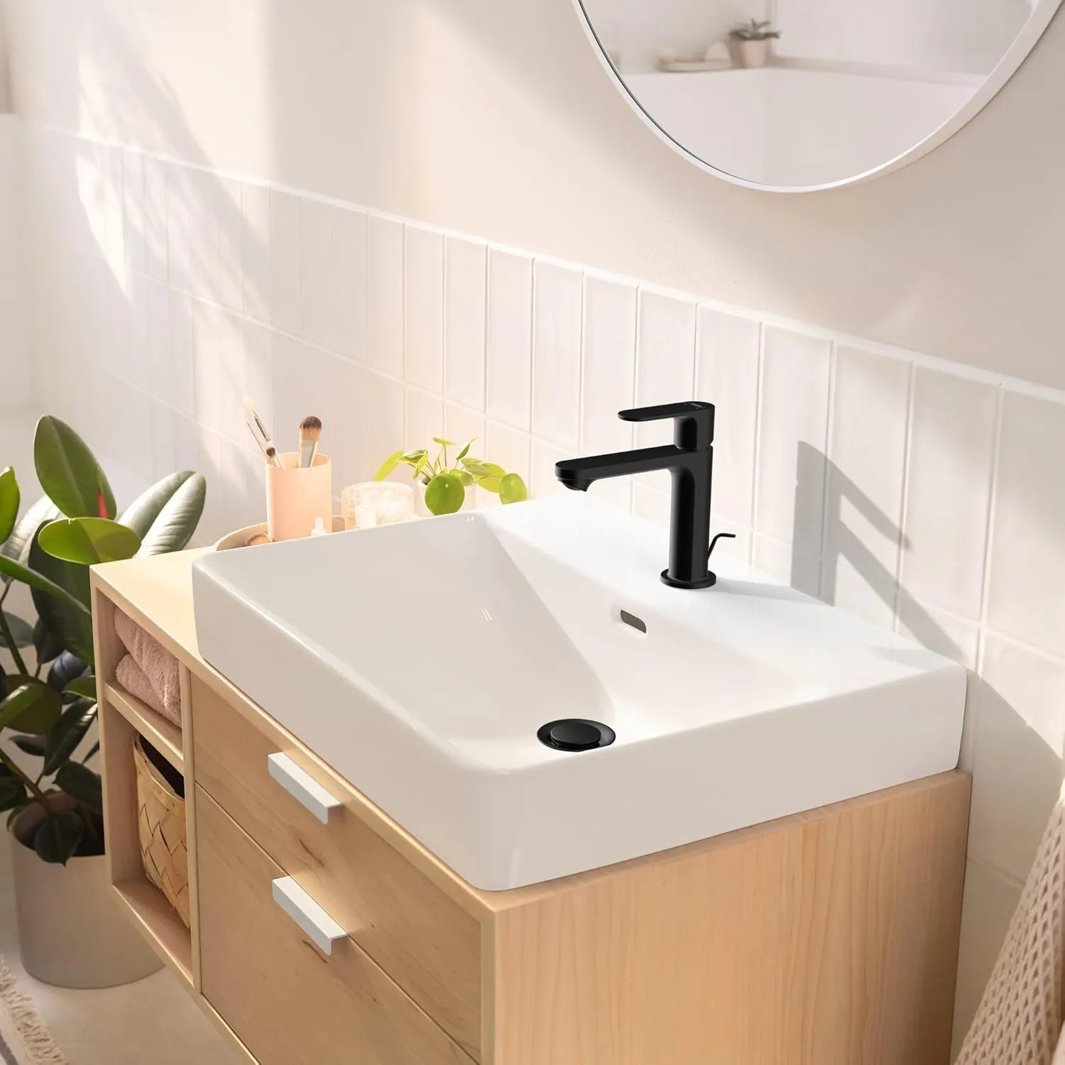 Hansgrohe Rebris S Contemporary 1-Handle 1-Hole 7-inch Tall Bathroom Sink Faucet in Brushed Nickel, 72517821