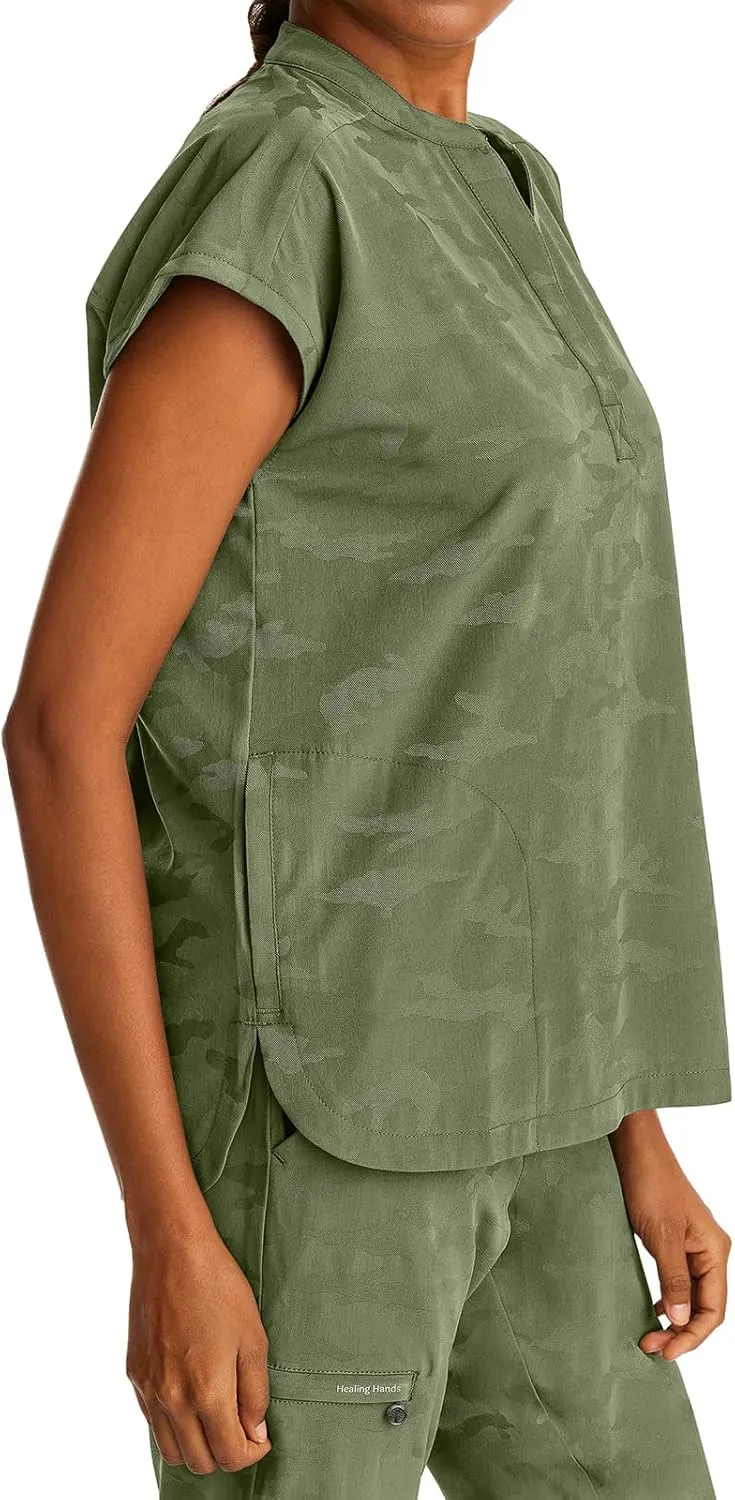 Healing Hands Scrub Top for Women Modern Fit Tee with 2 Pockets, Moisture Wicking, 360° Stretch and Quick Dry Fabric 2352