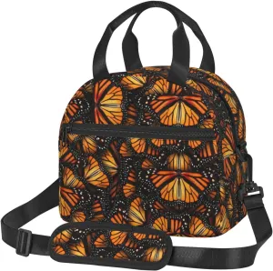 Heaps Of Orange Monarch Butterflies Lunch Bag For Women Men Insulated Lunch Tote Box Reusable For Office Picnic Days