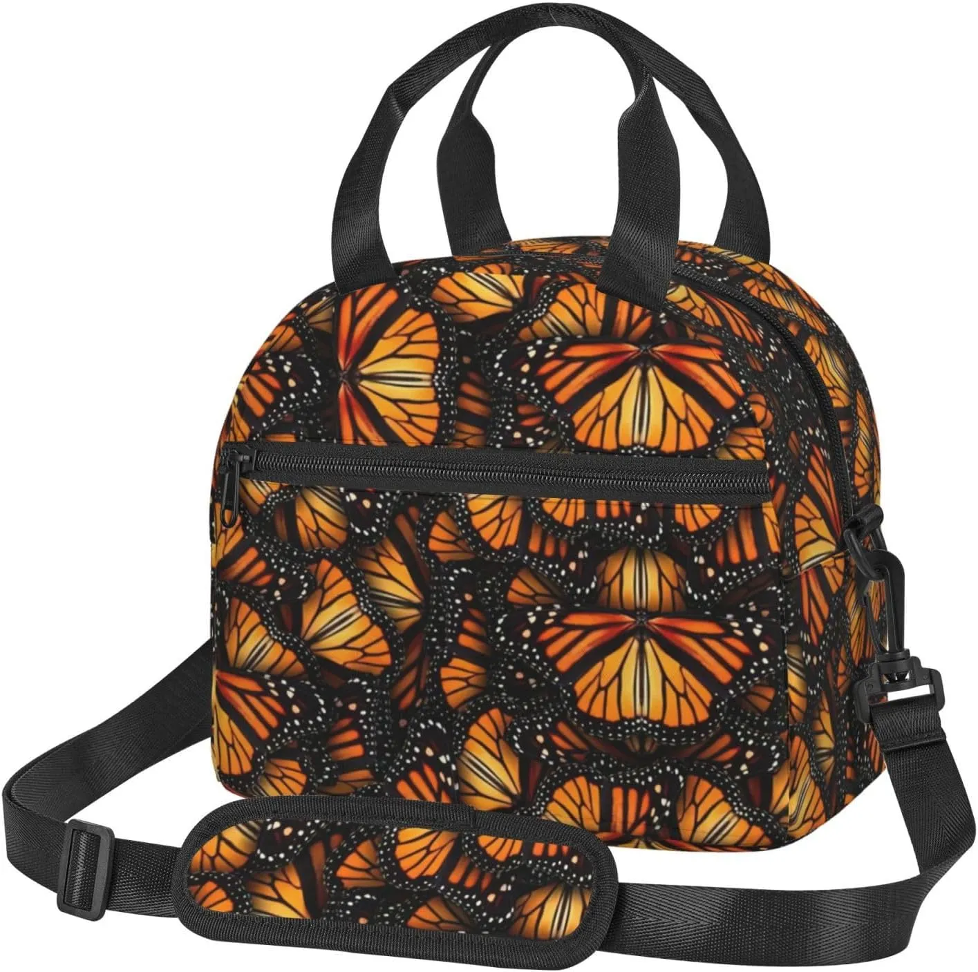 Heaps Of Orange Monarch Butterflies Lunch Bag For Women Men Insulated Lunch Tote Box Reusable For Office Picnic Days