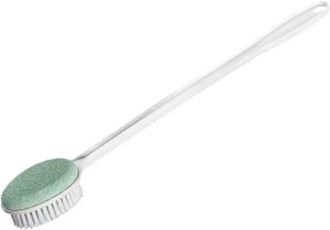 Helping Hand Company Long Handled Foot Scrub Brush with Pumice Stone. Bath and Shower Scrubber. Hard Skin Scrubber and Exfoliating Foot Stone. 21" / 53cm Bendable Long Handled Sponge for Disabled