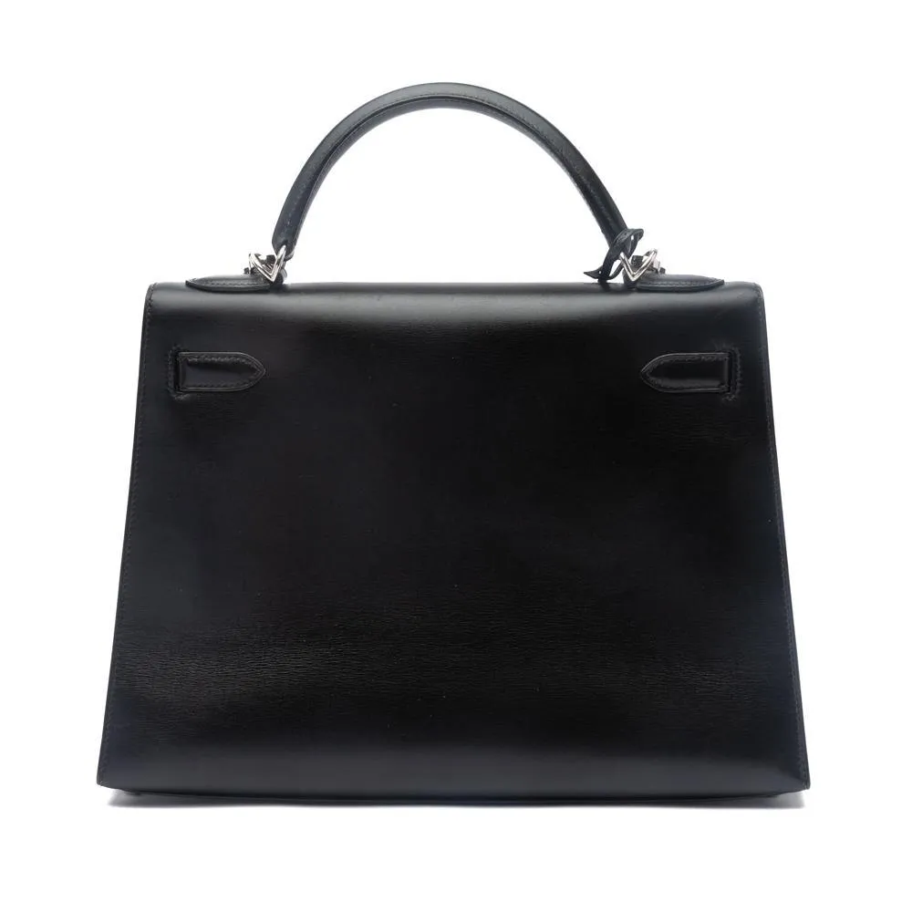 Hermes Black Box Leather Kelly Sellier 32 Bag