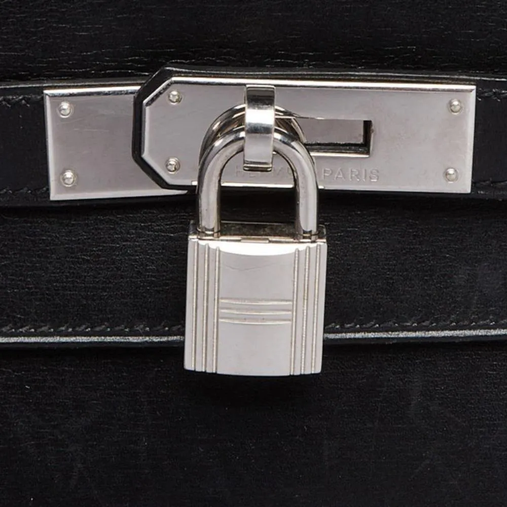 Hermes Black Box Leather Kelly Sellier 32 Bag