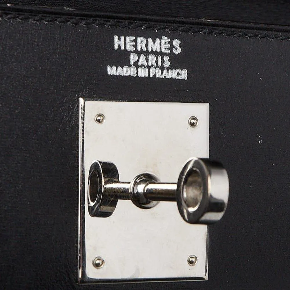 Hermes Black Box Leather Kelly Sellier 32 Bag