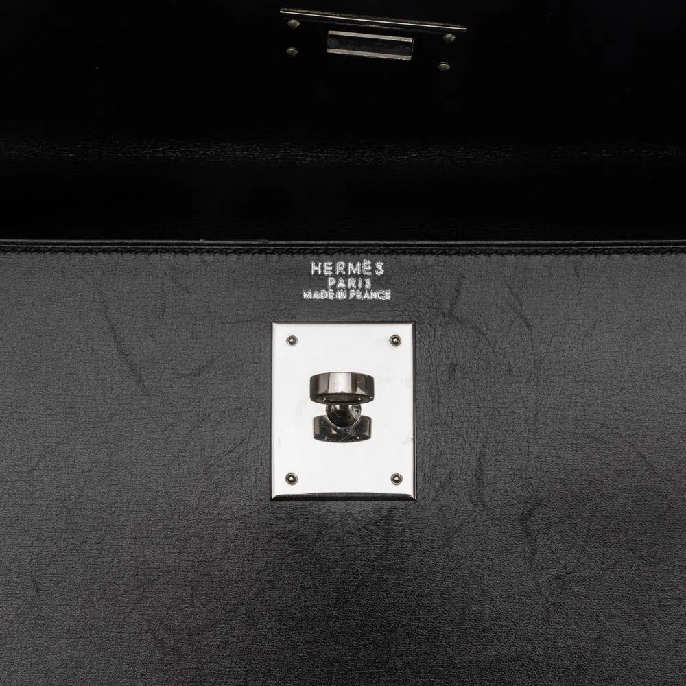 Hermes Black Box Leather Kelly Sellier 32 Bag