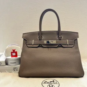 Hermès Birkin 30 Elephant Grey Q Preloved Leather Handbag