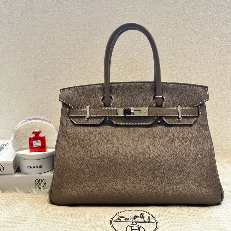 Hermès Birkin 30 Elephant Grey Q Preloved Leather Handbag
