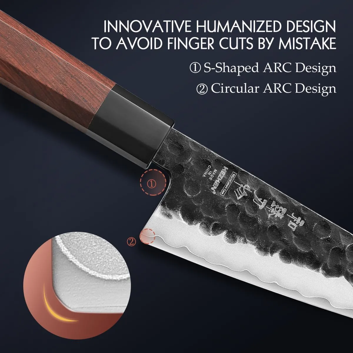 HEZHEN 5.8 inch Multi-purpose Knife,10Cr15CoMoV Steel Core,Triple-layer Composite Steel,Redwood Handle,Professional Kitchen Knife - Razor Sharp