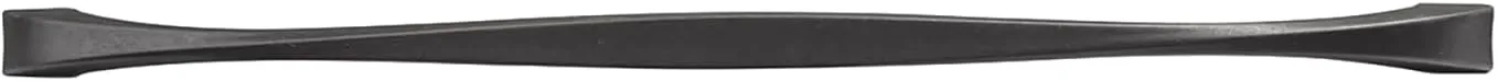 Hickory Hardware 1 Pack Solid Core Kitchen Cabinet Pulls, Luxury Cabinet Handles, Hardware for Doors & Dresser Drawers, 12 Inch Hole Center, Black Iron, Twist Collection