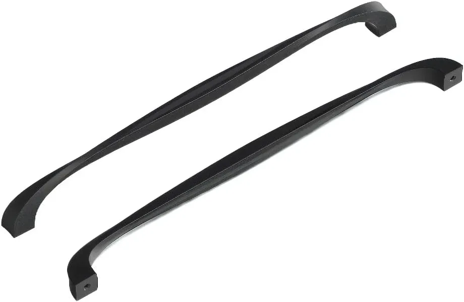 Hickory Hardware 1 Pack Solid Core Kitchen Cabinet Pulls, Luxury Cabinet Handles, Hardware for Doors & Dresser Drawers, 12 Inch Hole Center, Black Iron, Twist Collection