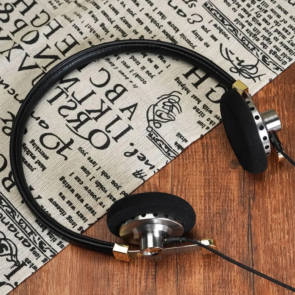HiFiGo ROSESELSA Distant Mountain 40mm Diaphragm Driver Headphone, Lightweight Retro Over-Ear Headphones with Sponge Earpads and MMCX Connectors (Black, with RZ220M)