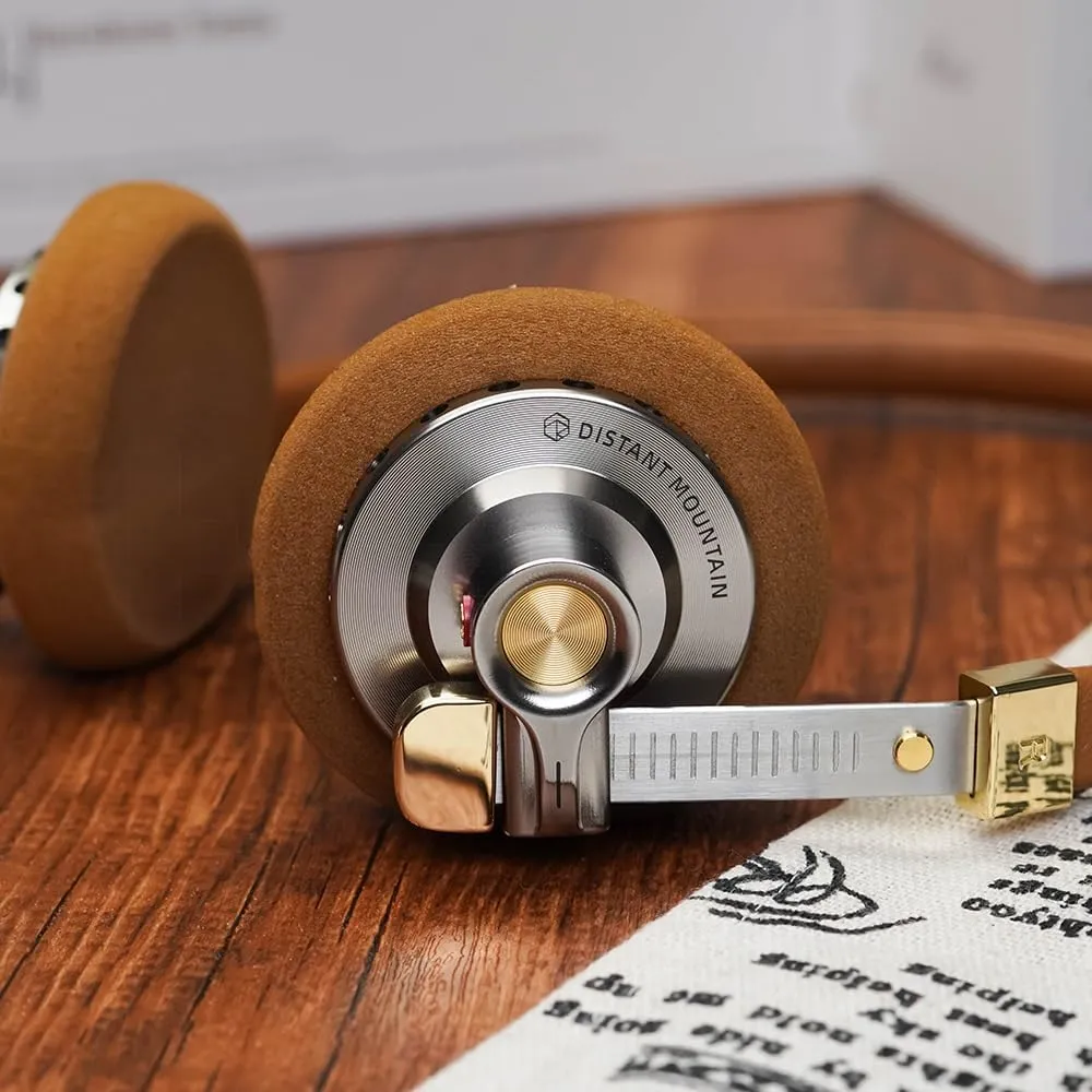 HiFiGo ROSESELSA Distant Mountain 40mm Diaphragm Driver Headphone, Lightweight Retro Over-Ear Headphones with Sponge Earpads and MMCX Connectors (Brown, with RZ220M)