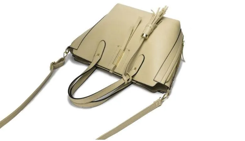 High Quality PU Leather Fashion Elegant Fringe Handbag - Coffee