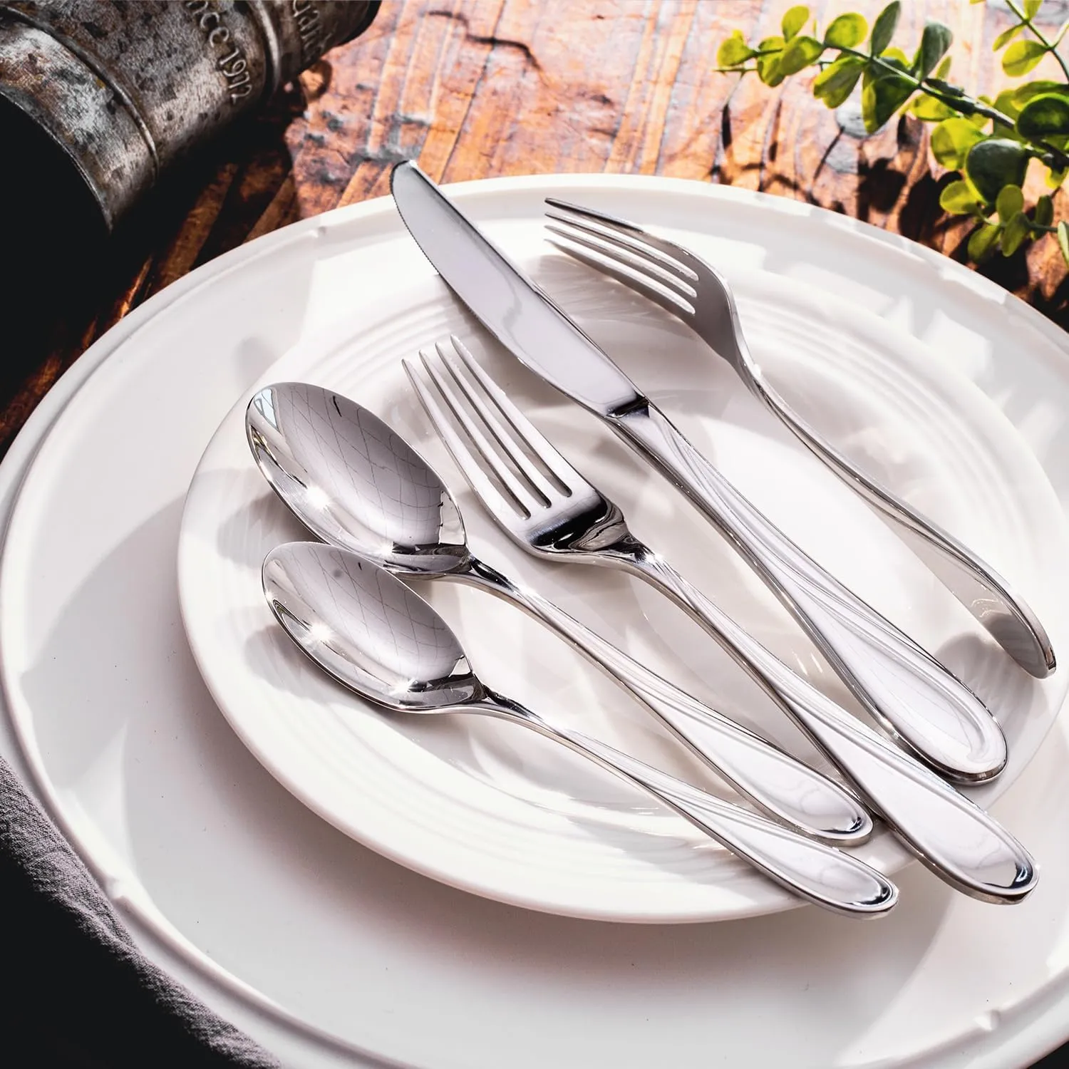 HIKAA Fibonacci 40PCS Flatware Set, Heavy Duty Silverware Set Stainless Steel Flatware Set, Service for 8, Mirror Polished Cutlery Set