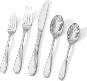 HIKAA Fibonacci 40PCS Flatware Set, Heavy Duty Silverware Set Stainless Steel Flatware Set, Service for 8, Mirror Polished Cutlery Set