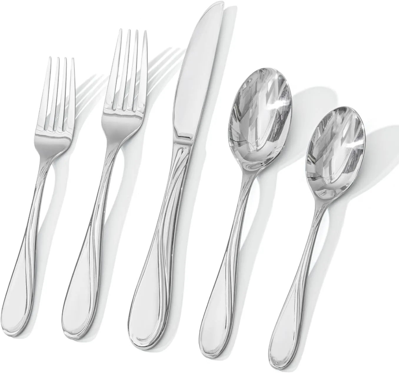 HIKAA Fibonacci 40PCS Flatware Set, Heavy Duty Silverware Set Stainless Steel Flatware Set, Service for 8, Mirror Polished Cutlery Set
