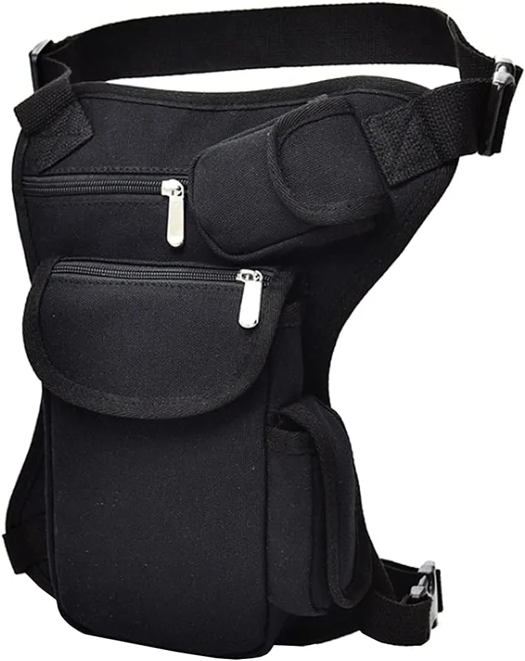 Hiking Fanny Pack Men Women Multi-Pocket Drop Leg Bag Tactical Hip Molle Waist Pack Bike Motorcycle Cycling Camping Hiking Hip Bag Purse Black