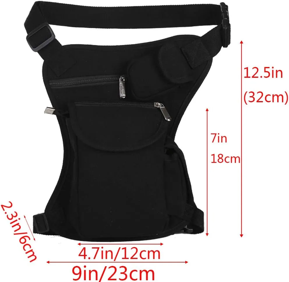 Hiking Fanny Pack Men Women Multi-Pocket Drop Leg Bag Tactical Hip Molle Waist Pack Bike Motorcycle Cycling Camping Hiking Hip Bag Purse Black