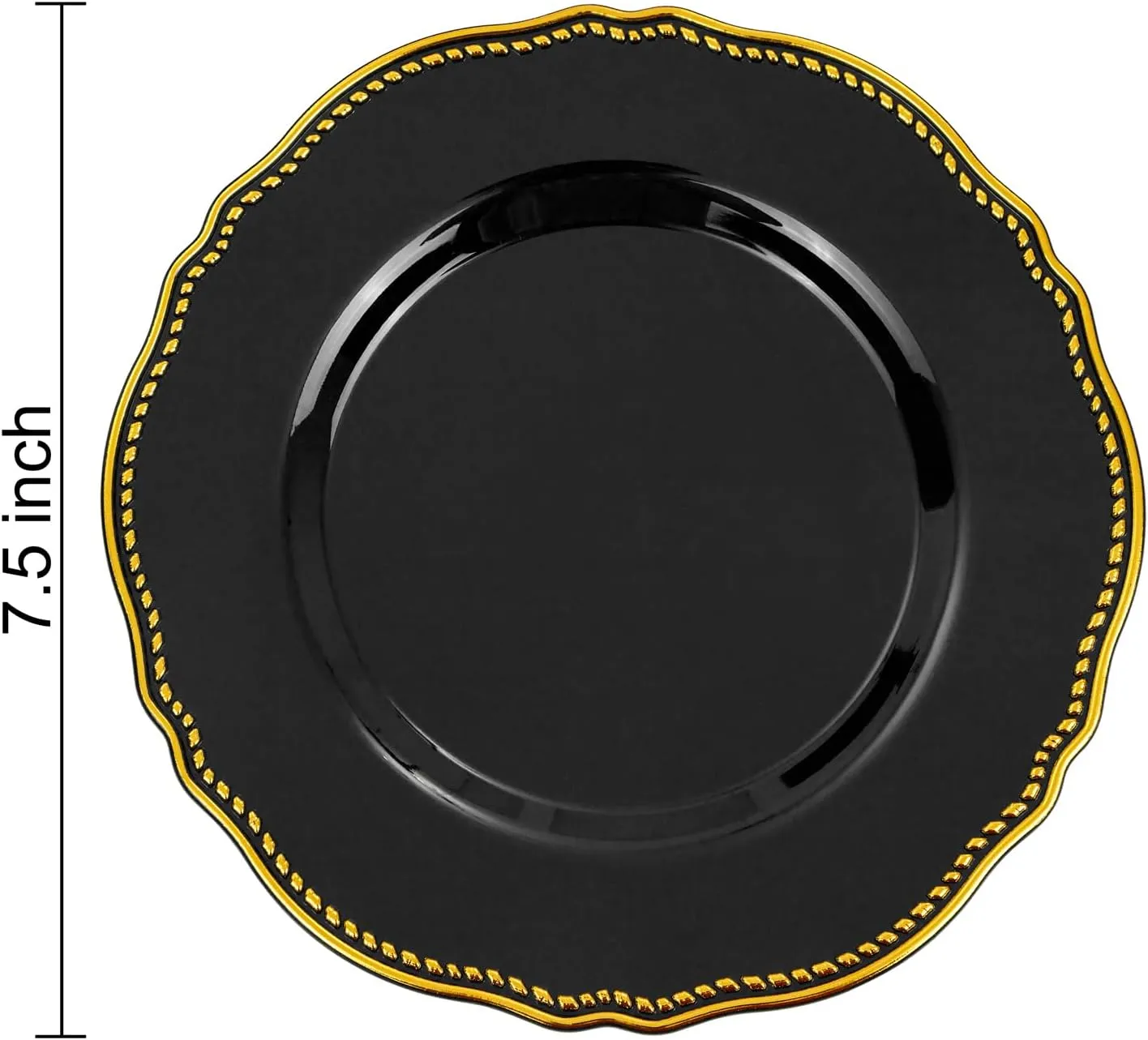 Hioasis 60pcs Black Plastic Plates - Black and Gold Disposable Plates, 7.5 inch Plastic Dessert Plates, Perfect for Wedding & Party & New Year & Father's Day