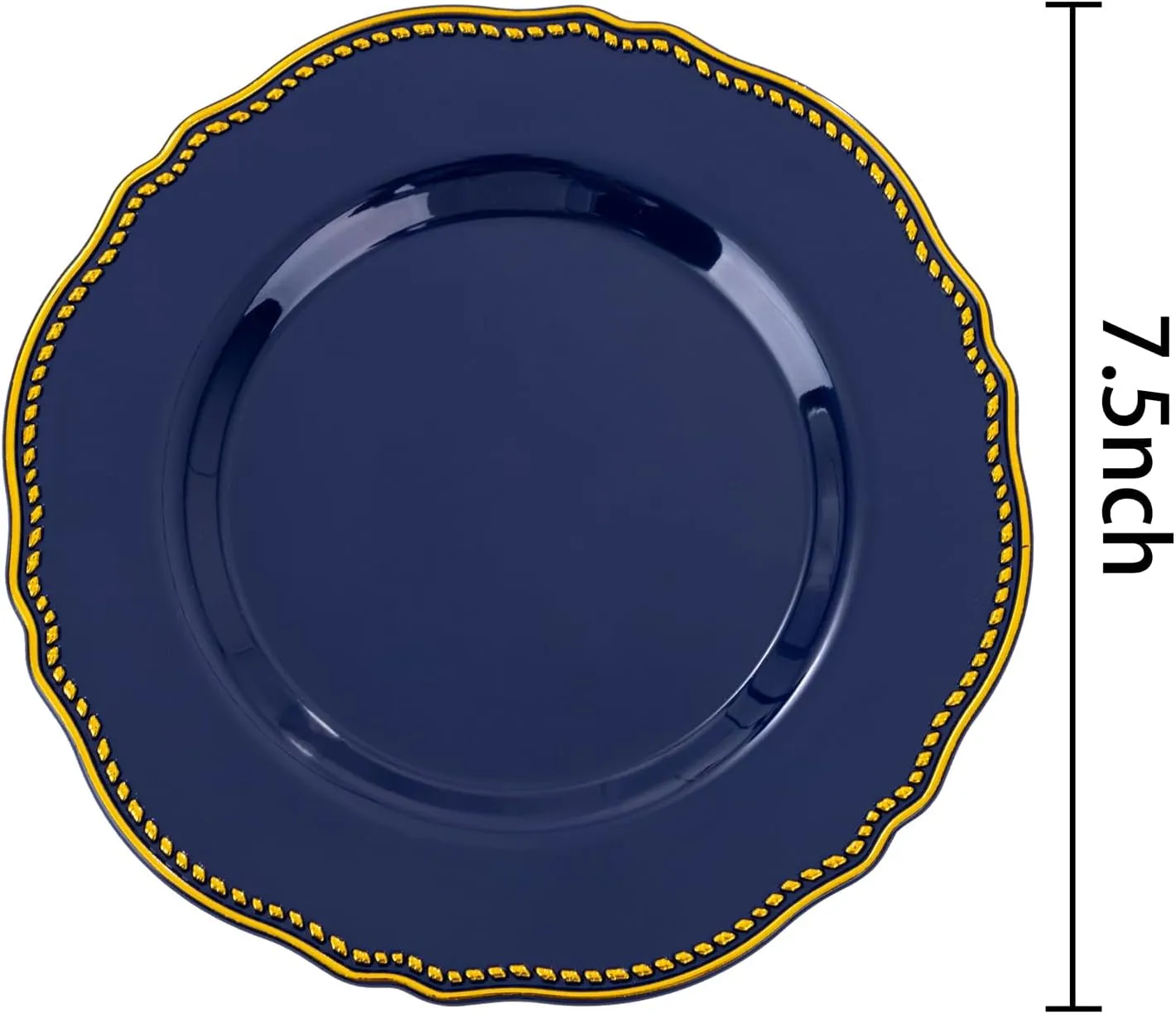 Hioasis 60pcs Blue plastic plates - Blue and Gold Disposable Plates, 7.5 inch Plastic Dessert Plates, Perfect for Hanukkah & Wedding & Party & Holiday & Father's Day