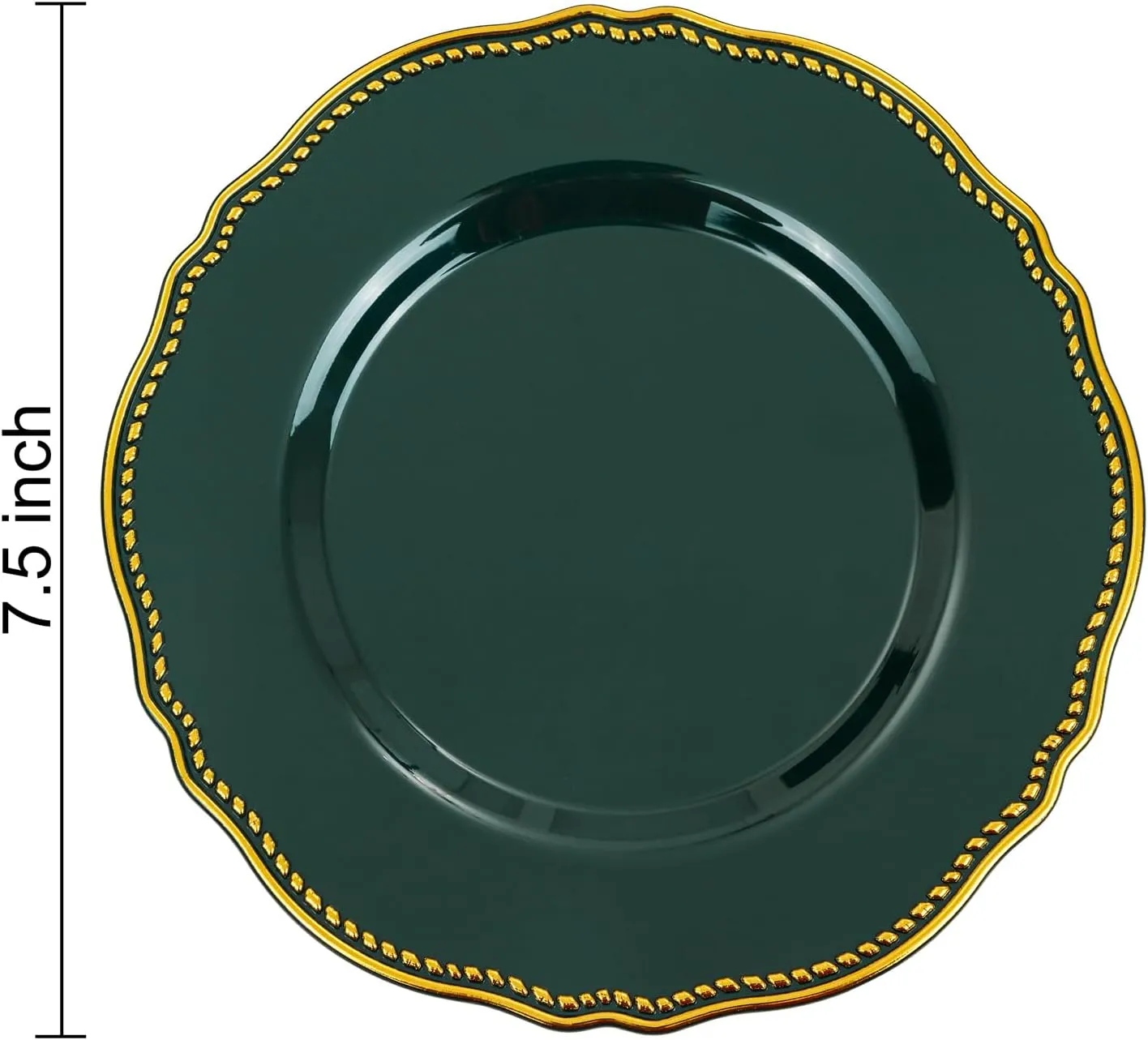 Hioasis 60pcs Green Plastic Plates - Emerald and Gold Disposable Plates, 7.5 inch Plastic Dessert Plates, Perfect for Wedding & Party & Holiday