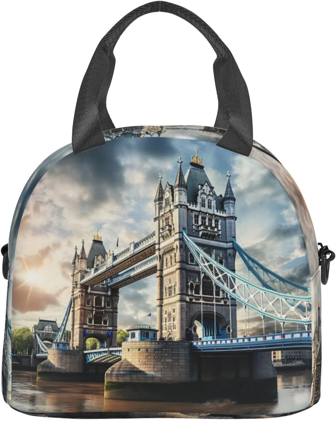 Historic Old Tower Bridge London Reusable Insulated Lunch Bag Lunch Box For Women Men Perfect For Daily Commute Travel