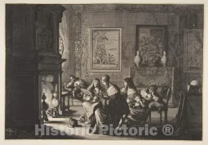 Historic Pictoric Art Print : Abraham Bosse - Foolish Virgins Sleeping (Les Vierges folles sommolent en Attendant l'arrivée de l'époux) : Vintage Wall Décor : 12in x 08in