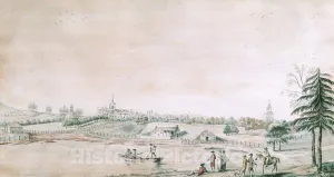 Historic Pictoric Art Print : Brooklyn, Long Island (View on The East River) : Vintage Wall Décor : 24in x 13in