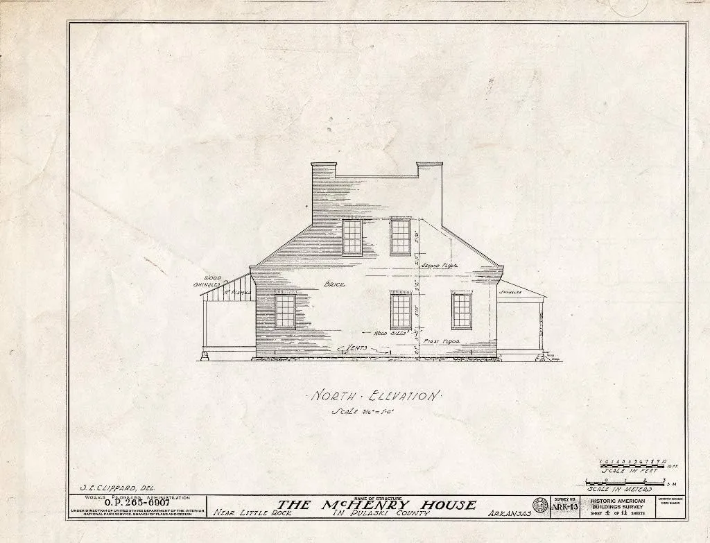 Historic Pictoric : Blueprint HABS ARK,60,1- (Sheet 4 of 11) - McHenry House, Highway 70 Vicinity, Little Rock, Pulaski County, AR 30in x 24in