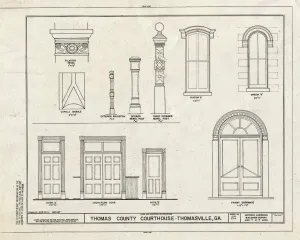 Historic Pictoric : Blueprint HABS GA,138-THOVI,1- (Sheet 8 of 8) - Thomas County Courthouse, Broad Street, Thomasville, Thomas County, GA 20in x 16in