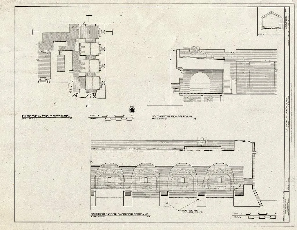 Historic Pictoric : Blueprint HABS GA,26-SAV.V,2- (Sheet 16 of 16) - Fort Pulaski, Cockspur Island, Savannah, Chatham County, GA 30in x 24in