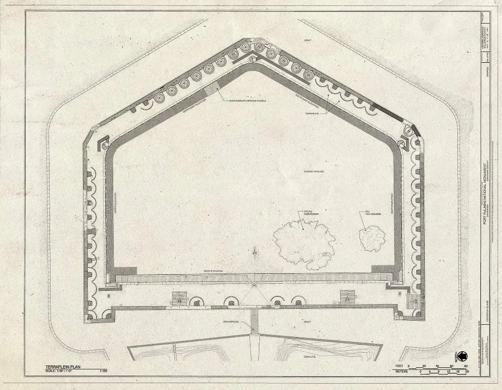 Historic Pictoric : Blueprint HABS GA,26-SAV.V,2- (Sheet 4 of 16) - Fort Pulaski, Cockspur Island, Savannah, Chatham County, GA 30in x 24in