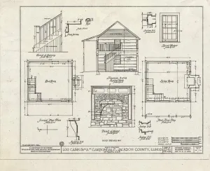 Historic Pictoric : Blueprint HABS Ill,39-CARB.V,1- (Sheet 2 of 2) - Log Cabin, Carbondale, Jackson County, IL 20in x 16in